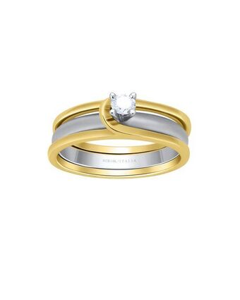Joyerías Bizzarro Anillo de compromiso solitario de oro blanco y amarillo diamante 15 puntos oferta