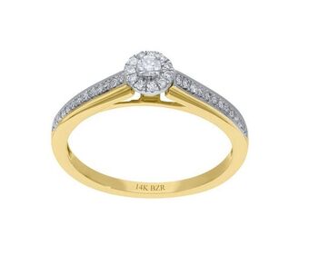 Joyerías Bizzarro Anillo de oro amarillo y blanco 14k con 20 pts de diamante oferta