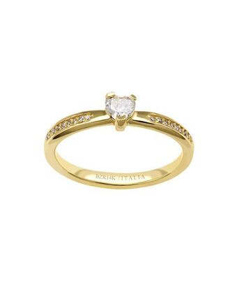 Joyerías Bizzarro Anillo de compromiso de oro amarillo con un diamante corazón de 19 puntos y 18 diamantes de 0.33 oferta