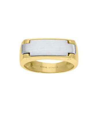 Joyerías Bizzarro Anillo de oro amarillo y blanco 14k para caballero oferta