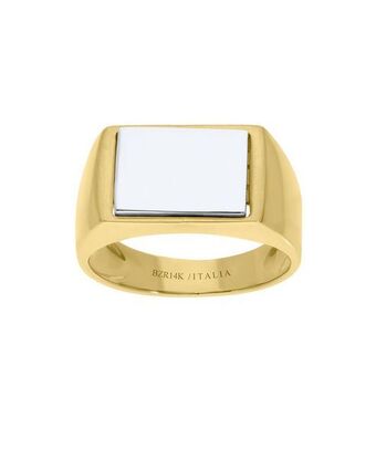 Joyerías Bizzarro Anillo de oro amarillo y blanco 14k para caballero oferta