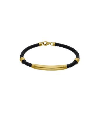 Joyerías Bizzarro Pulsera de piel con oro amarillo 14k para caballero oferta