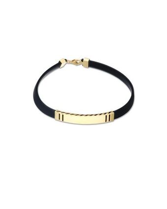 Joyerías Bizzarro Pulsera de oro amarillo 14k con caucho para caballero oferta