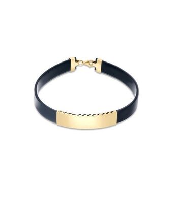 Pulsera de oro amarillo 14k con caucho para caballero