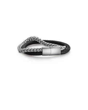 Joyerías Bizzarro Pulsera de acero plateado y negro para caballero oferta