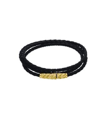 Joyerías Bizzarro Pulsera de piel con aplicacion de acero para caballero oferta