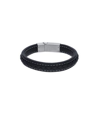 Joyerías Bizzarro Pulsera de acero y piel para caballero oferta