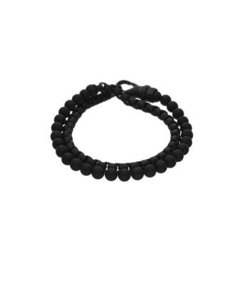 Joyerías Bizzarro Pulsera con aplicaciones de acero con onix para caballero oferta