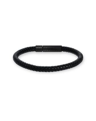 Joyerías Bizzarro Pulsera de acero brillante y piel para caballero oferta