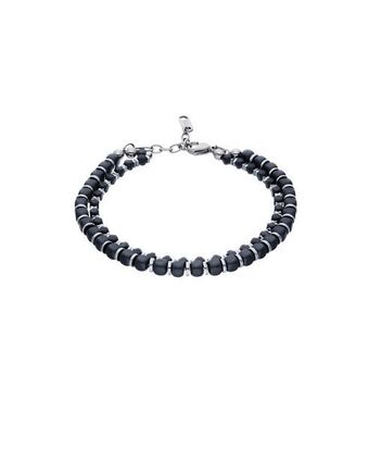 Joyerías Bizzarro Pulsera de acero con cuentas de hematita para caballero oferta