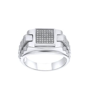 Joyerías Bizzarro Anillo de oro blanco 14k para caballero con zirconias oferta