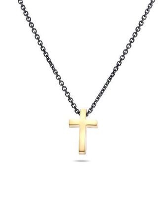 Dije de cruz oro amarillo 14k con cadena de 50cm