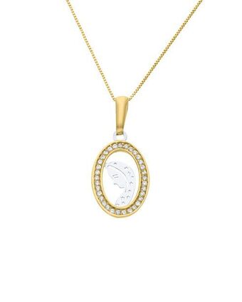 Joyerías Bizzarro Dije de oro amarillo y blanco de 14k con zirconias y cadena, imagen virgen oferta