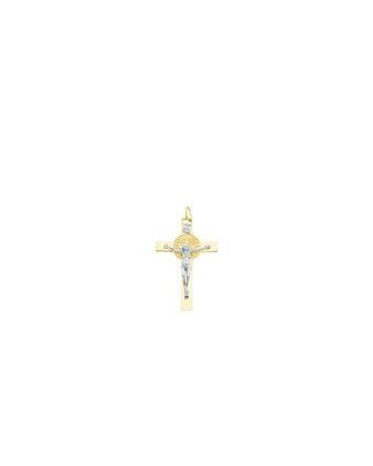 Joyerías Bizzarro Crucifijo de oro amarillo y blanco 14k de san benito oferta