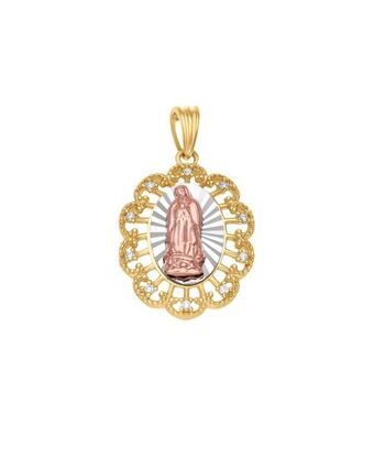 Joyerías Bizzarro Medalla de la virgen de guadalupe oro florentino 14k con zirconia sin cadena oferta