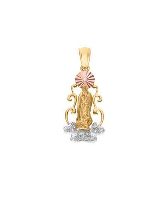 Joyerías Bizzarro Medalla de la virgen de guadalupe oro florentino 14k con zirconia sin cadena oferta
