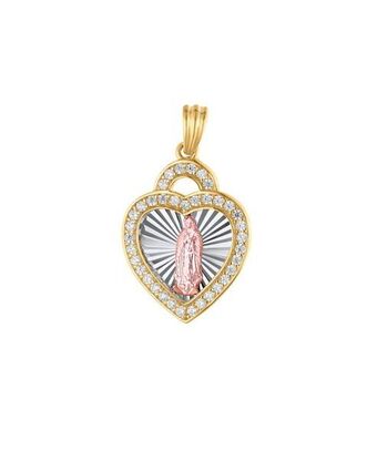 Joyerías Bizzarro Medalla de la virgen de guadalupe oro florentino 14k sin cadena con zirconia oferta