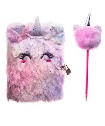 Diario unicornio de peluche con candado + pluma