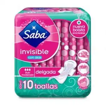 Toalla femenina saba invisible 10 pz