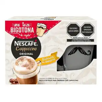 Mezcla para preparar café nescafé capuccino original 6 sobres de 20 g c/u + 1 taza