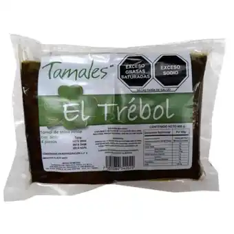 Tamales oaxaqueños el trébol salsa verde con pollo 4 pzas