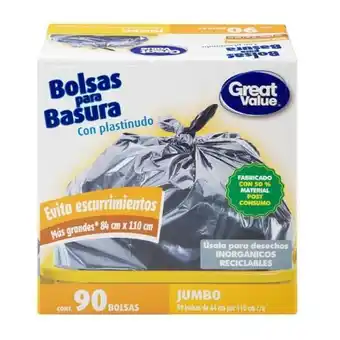 Häagen Dazs Bolsas para basura great value jumbo con plastinudo 90 pzas oferta