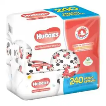 Toallitas húmedas huggies cuidado hidratante 3 paquetes con 80 pzas c/u