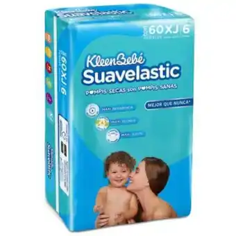Pañales kleenbebé suavelastic etapa 6 extra jumbo 60 pzas