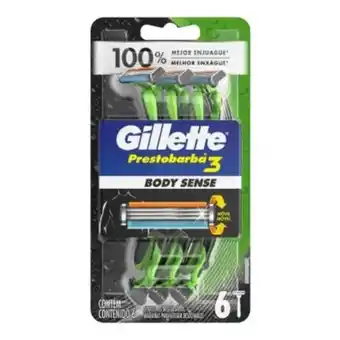 Máquina para afeitar gillette prestobarba 3 body sense 6 pzas