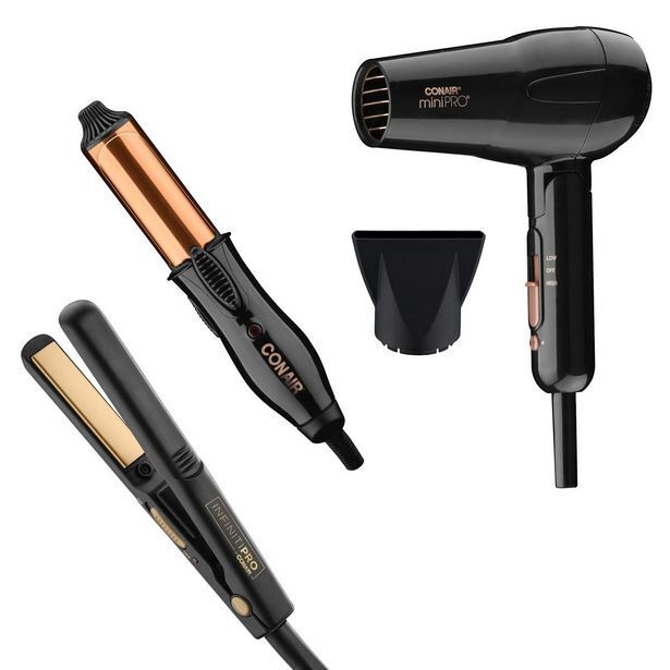 Combo mini secadora alaciadora y tenaza conair oferta en Sony