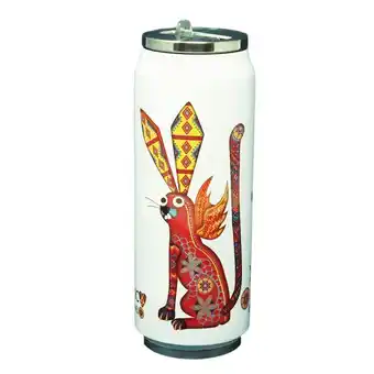 Termo alebrijos doble acero con popote 500 ml