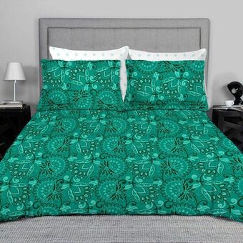 Edredón doble vista con sábanas y fundas para almohadas turmalina