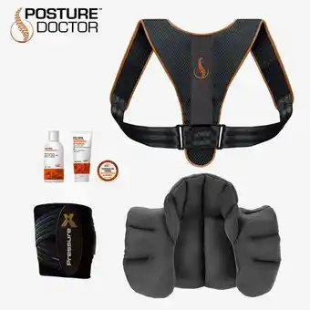 Paquete de posture doctor + pressure x + set de cremas mini power legs + cuellera