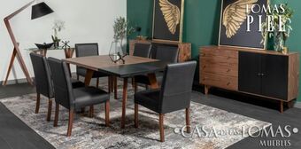 Casa de las Lomas Comedor burned y silla granada negro piel oferta