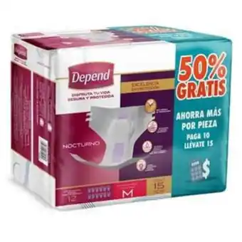 Pañal adulto depend nocturno mediano con 10 piezas
