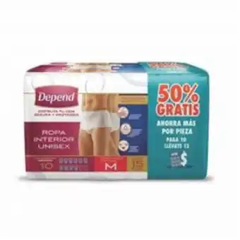 Ropa interior depend unisex mediano con 10 piezas
