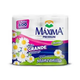 Papel higienico maxima premium manzanilla 4 rollos 600 hojas c/u