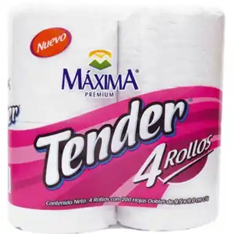 Papel higienico tender 4 rollos 200 hojas c/u