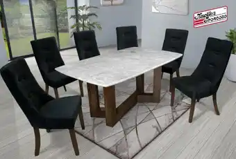 Monroe Antecomedor beirut gris - sillas monaco negro/tabaco oferta