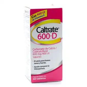 Farmacias de Apoyo Caltrate 600+d tabletas 600/400/7.5mg con 60 piezas oferta