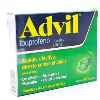 Advil fastgel cápsulas 200mg con 10 piezas