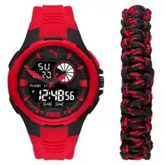 Reloj puma caballero,correa  poliuretano rojo,caratula negro,analogo