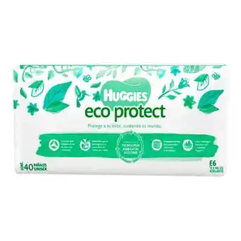 Pañales huggies eco protect etapa 6 unisex 40 pzas