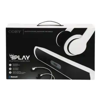 Audífonos on ear coby con earbuds y bocina inalámbrica blanco