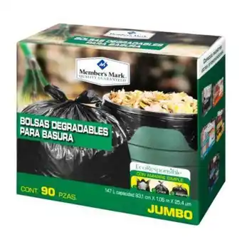Sam's Club Bolsa para basura member's mark jumbo degradable 90 pzas oferta