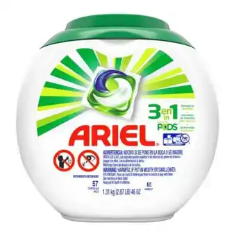 Sam's Club Cápsulas de detergente ariel pods 3 en 1 57 pzas oferta