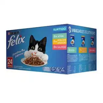 Alimento para gato purina felix surtido 24 pzas de 85 g c/u