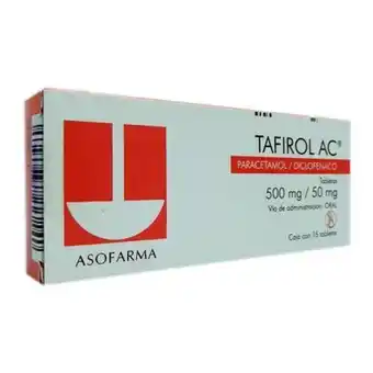 Tafirol ac 500 mg/ 50 mg con 15 tabletas