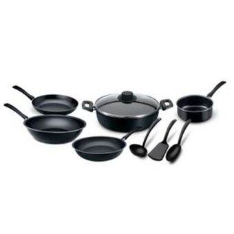 El Bodegón Batería de cocina ekco de 9 piezas color negro hecha de aluminio con antiadherente duraflon® oferta