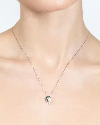 Joyerías Bizzarro Dije de oro blanco con cadena 14k con 12pts de diamantes bco y azul, perla y zafiro (vs1-vs2) (g-h) oferta